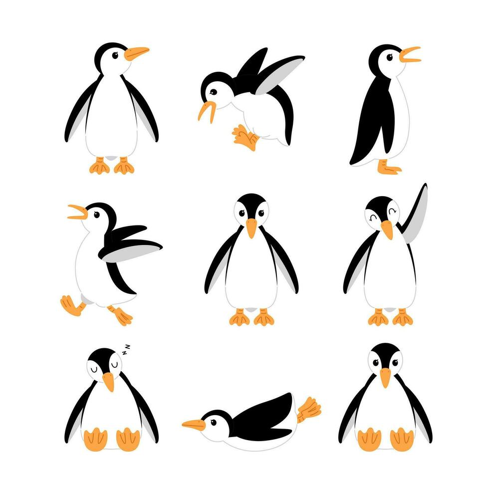 carino pinguino cartone animato vettore