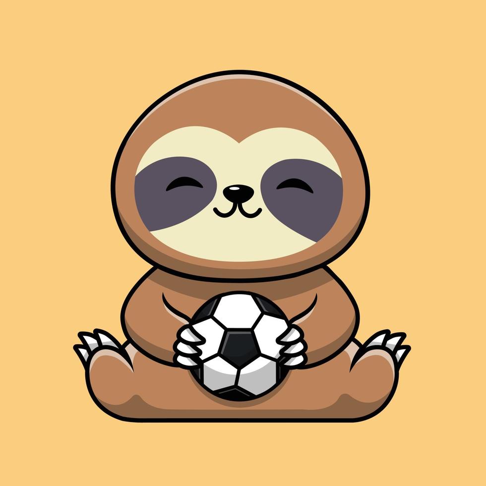 simpatico bradipo che tiene in mano un pallone da calcio vettore