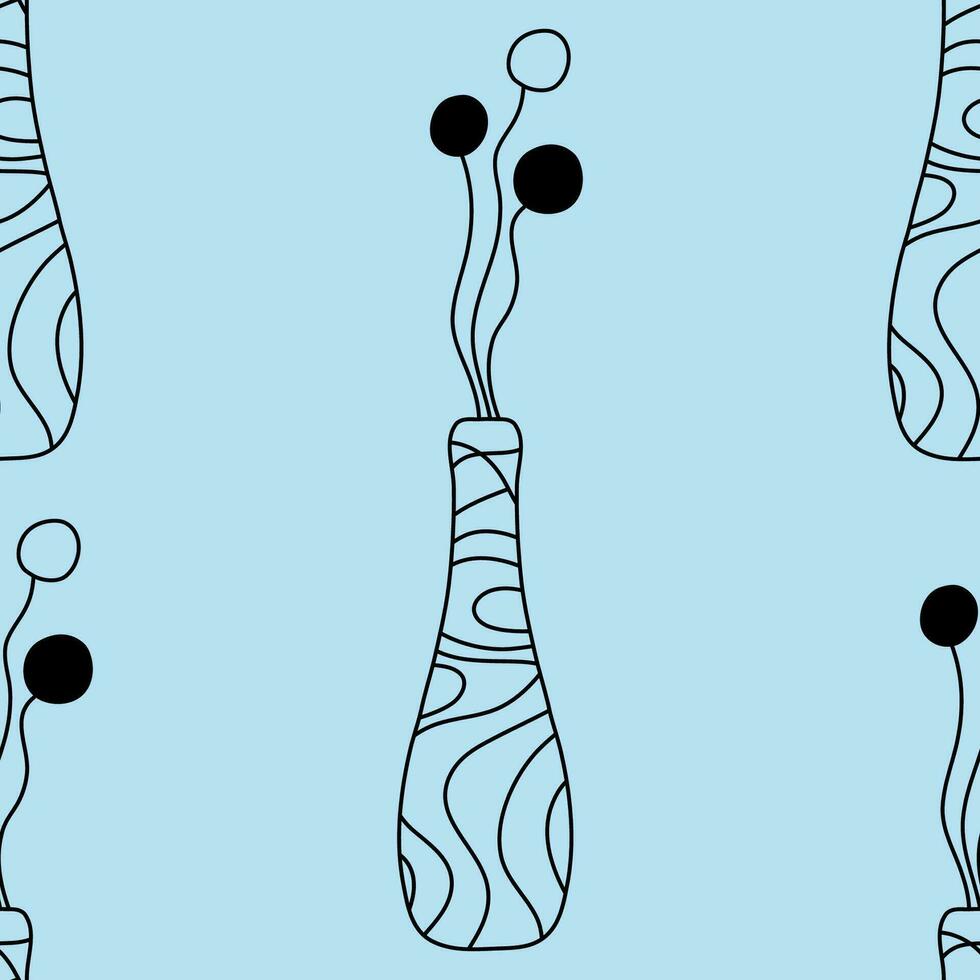 vaso linea modello. vaso e fiori schema. vettore illustrazione