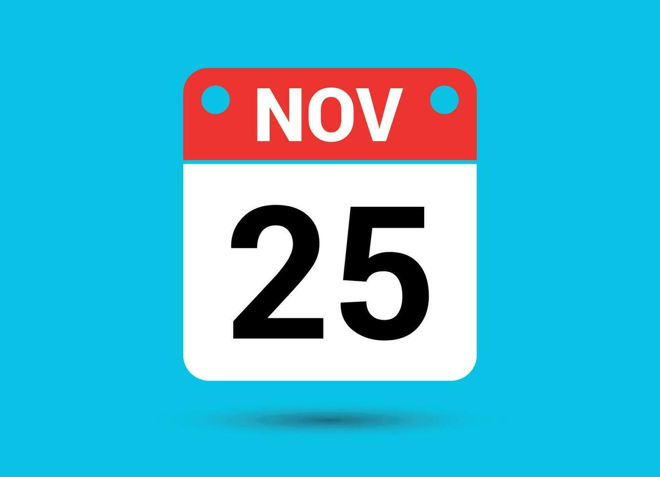 novembre 25 calendario Data piatto icona giorno 25 vettore illustrazione