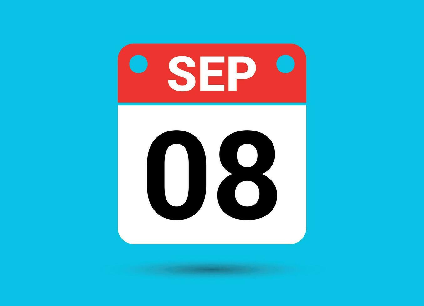 settembre 8 calendario Data piatto icona giorno 8 vettore illustrazione