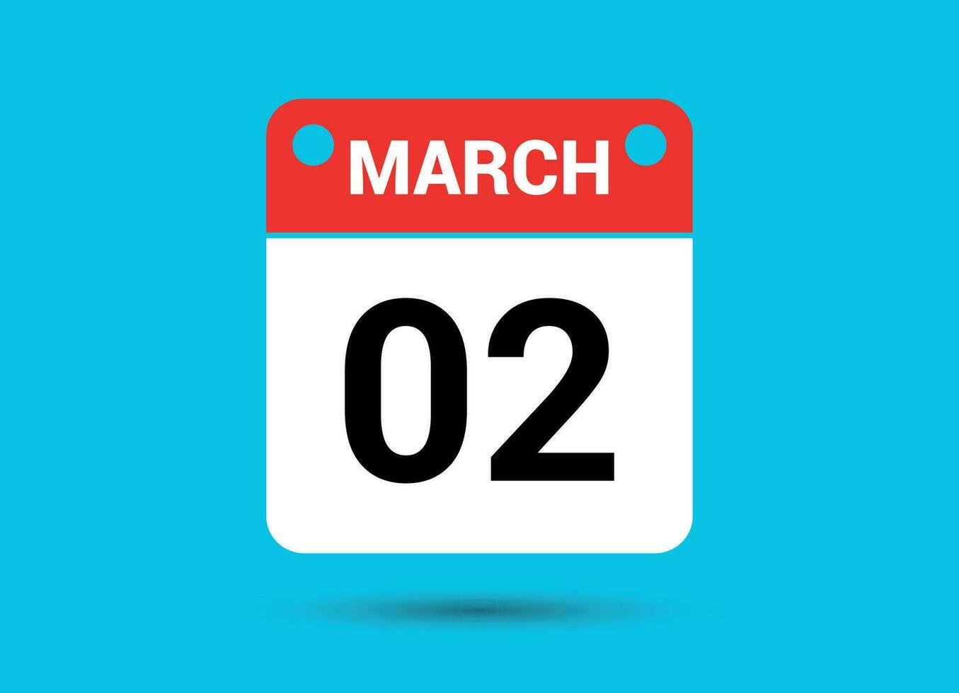 marzo 2 calendario Data piatto icona giorno 2 vettore illustrazione