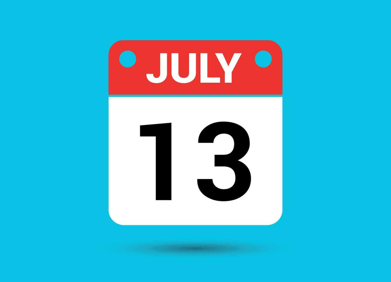 luglio 13 calendario Data piatto icona giorno 13 vettore illustrazione
