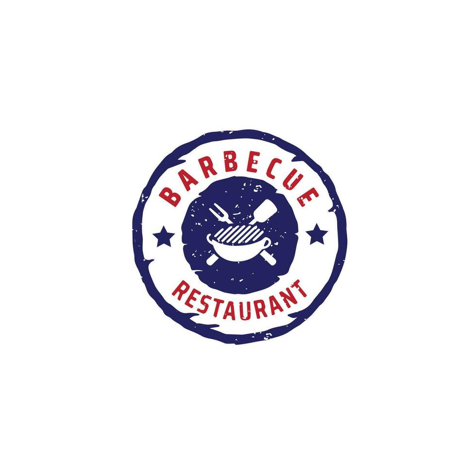 Vintage ▾ retrò barbecue griglia, barbeque etichetta francobollo logo vettore modello