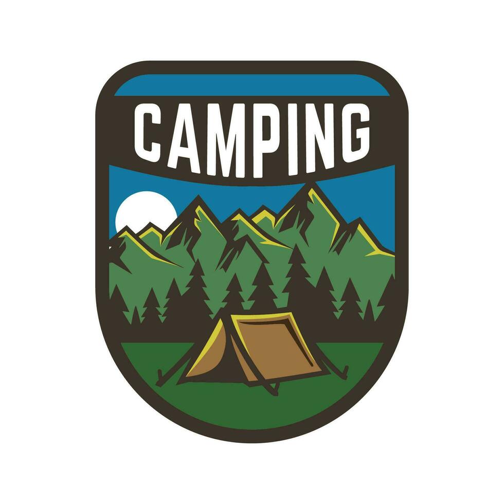 campeggio avventura logo design modello. vettore