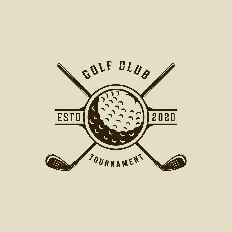 golf club logo Vintage ▾ vettore illustrazione modello icona grafico design. palla e bastone di sport cartello o simbolo per torneo o club con tipografia retrò stile