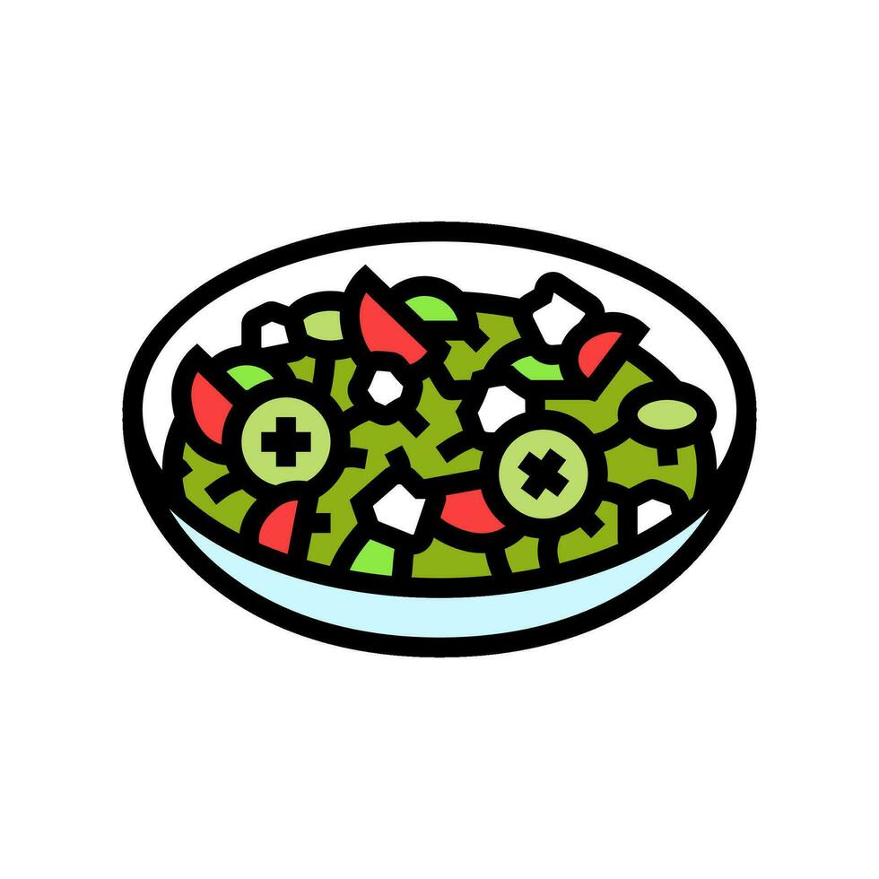 greco insalata cucina colore icona vettore illustrazione