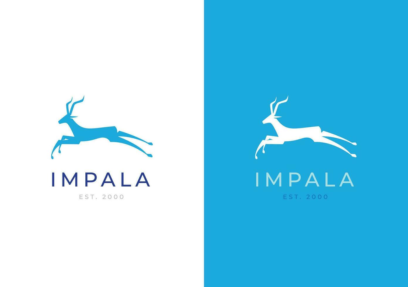 in esecuzione impala silhouette blu colore logo vettore