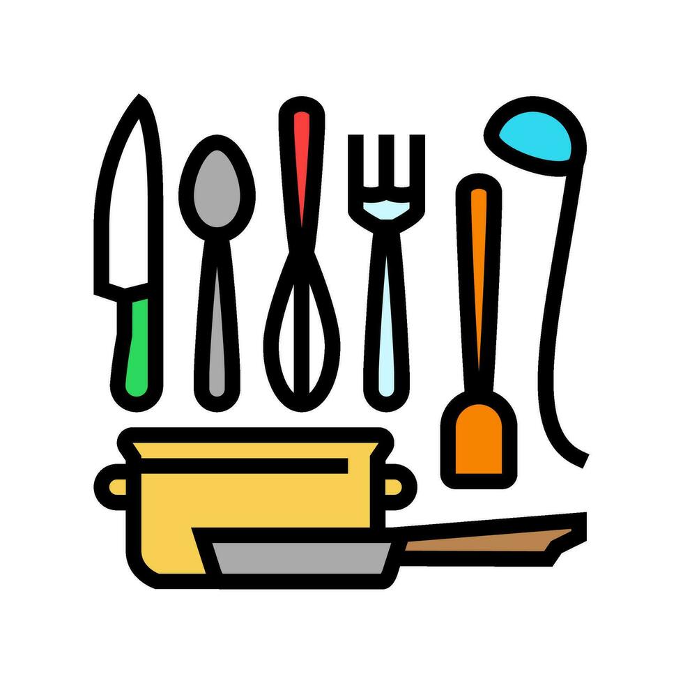 cucina utensili ristorante capocuoco colore icona vettore illustrazione