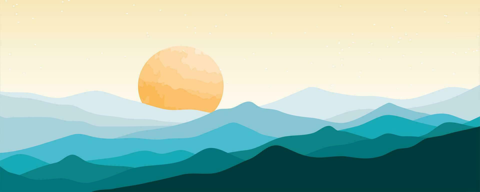montagna colori, traslucido onde, tramonto, astratto bicchiere forme, moderno sfondo, design vettore illustrazione