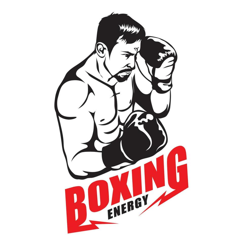 boxe uomo vettore illustrazione, Perfetto per boxe addestramento, concorrenza combattimento logo e t camicia design