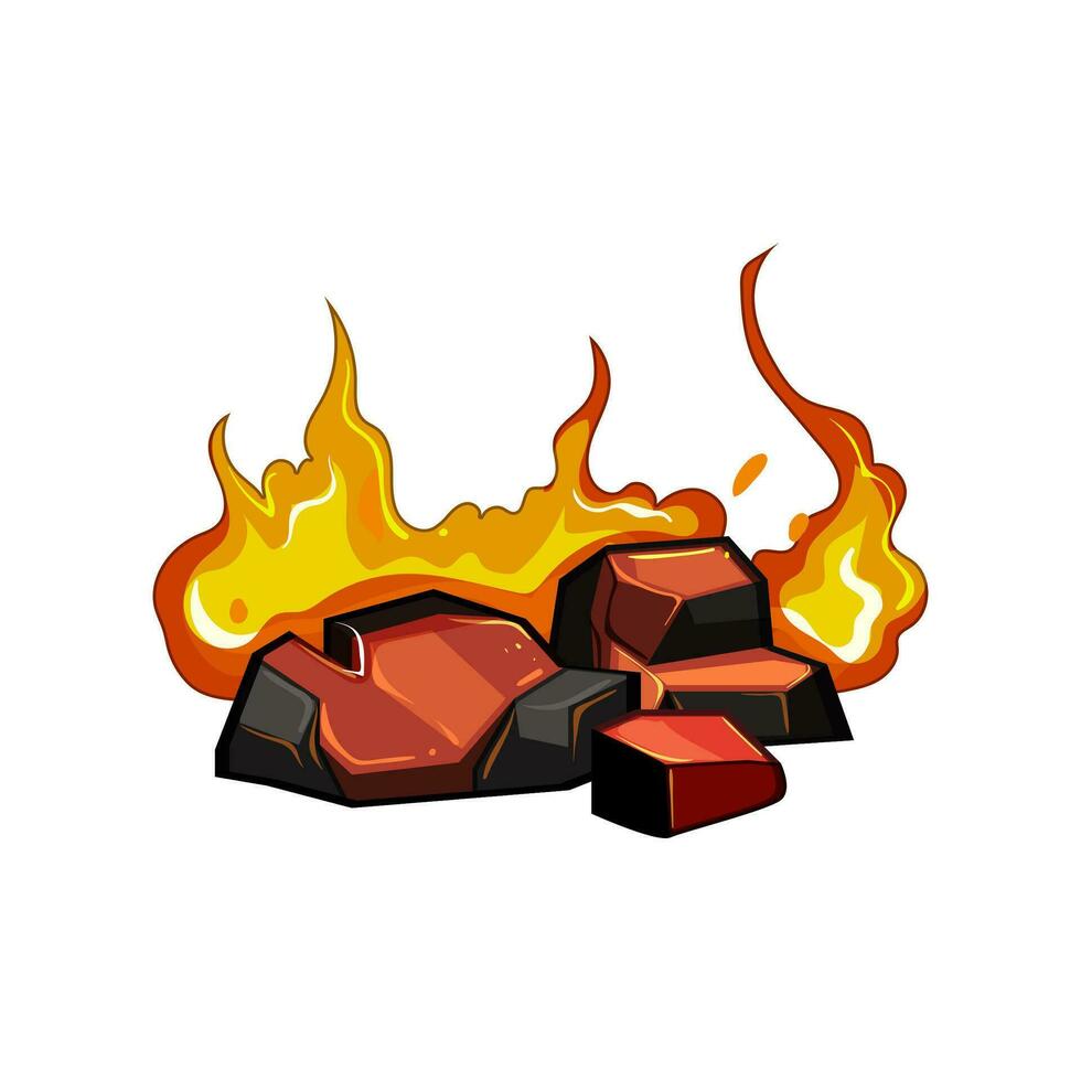 fiamma fuoco carbone cartone animato vettore illustrazione