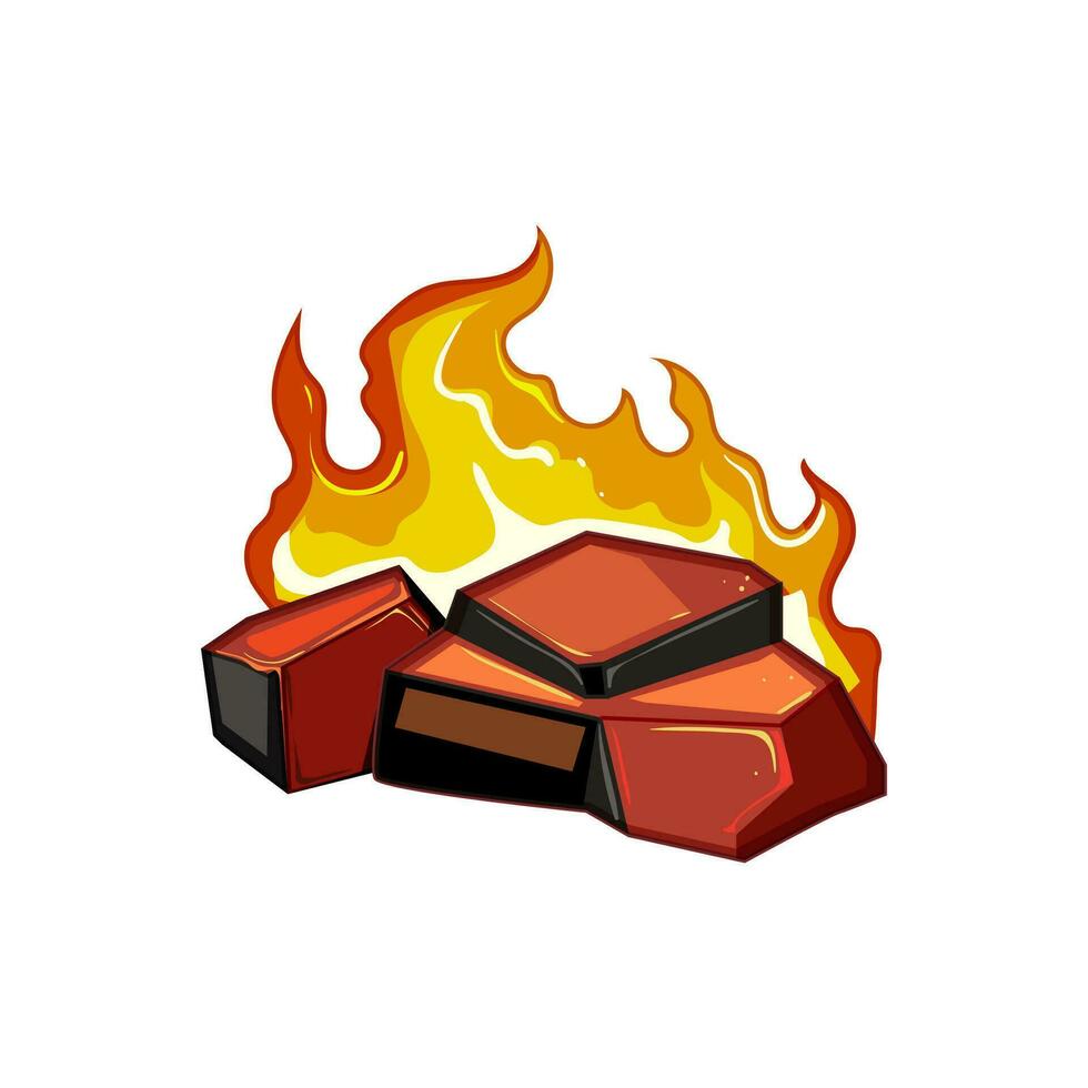 barbecue fuoco carbone cartone animato vettore illustrazione