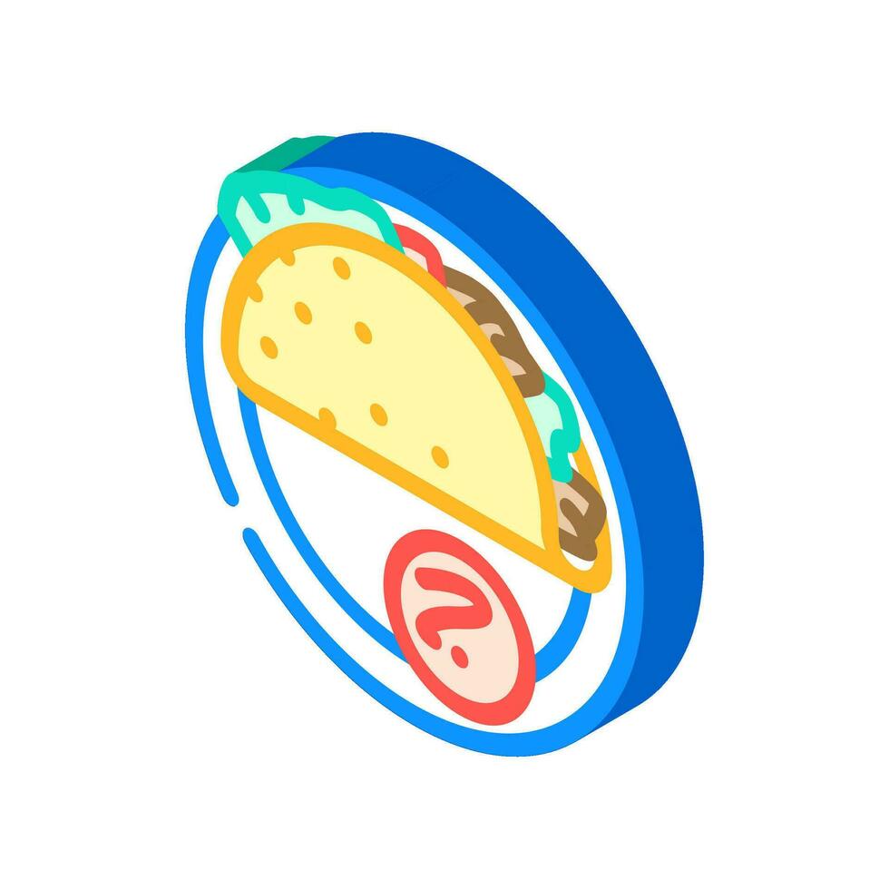tacos messicano cucina isometrico icona vettore illustrazione