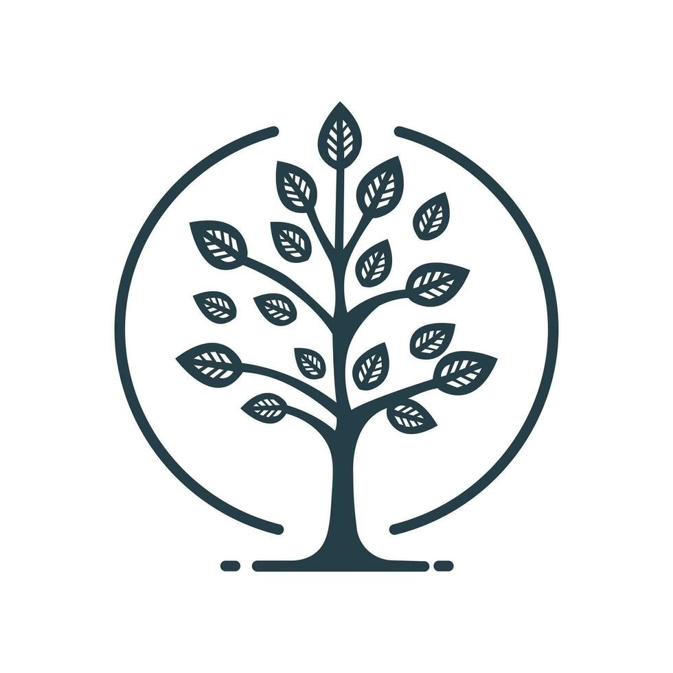 albero icona. Vintage ▾, crescita ramo, foglie, tronco, concetto. vettore illustrazione