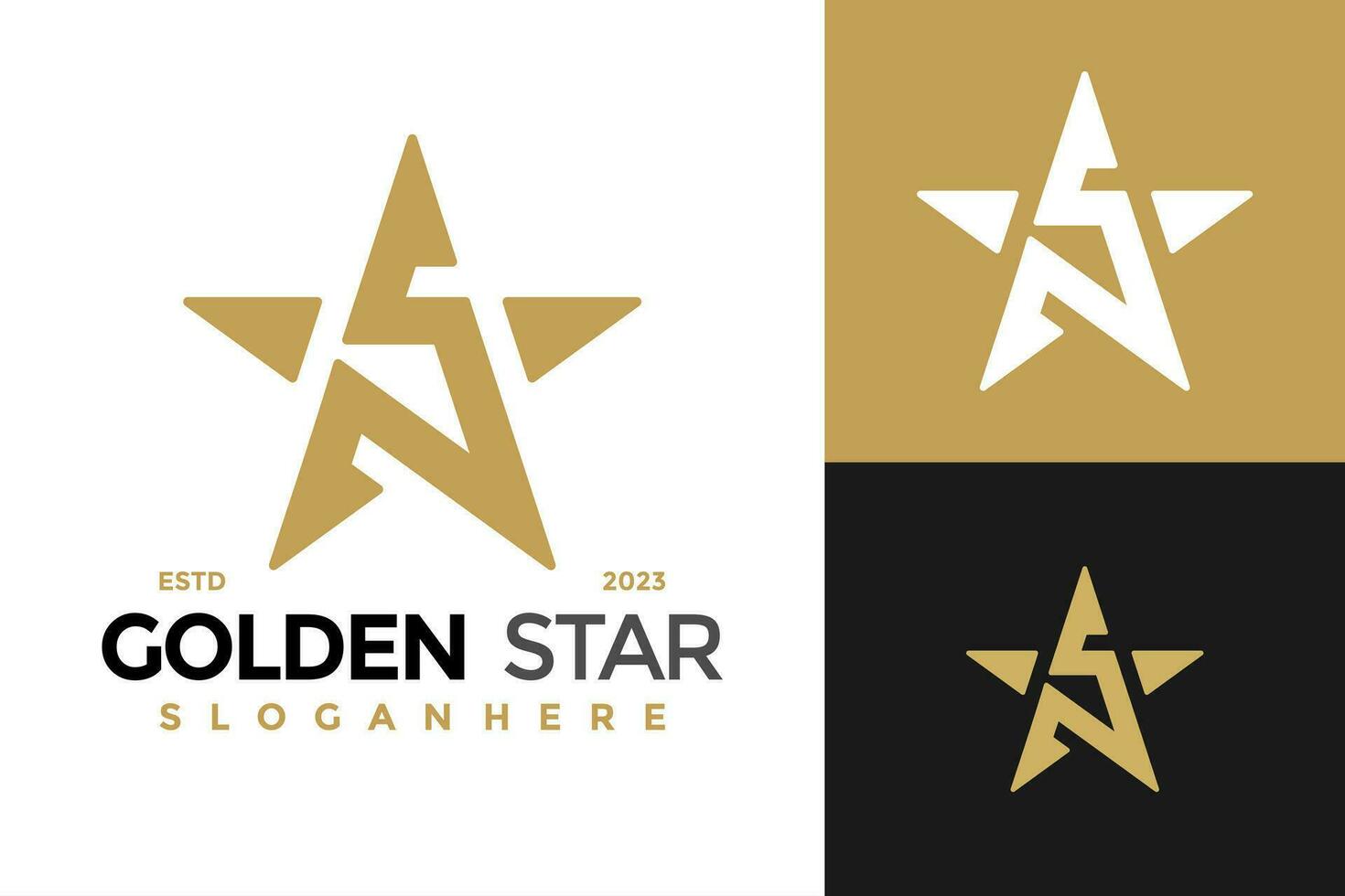 lettera S d'oro stella logo design vettore simbolo icona illustrazione