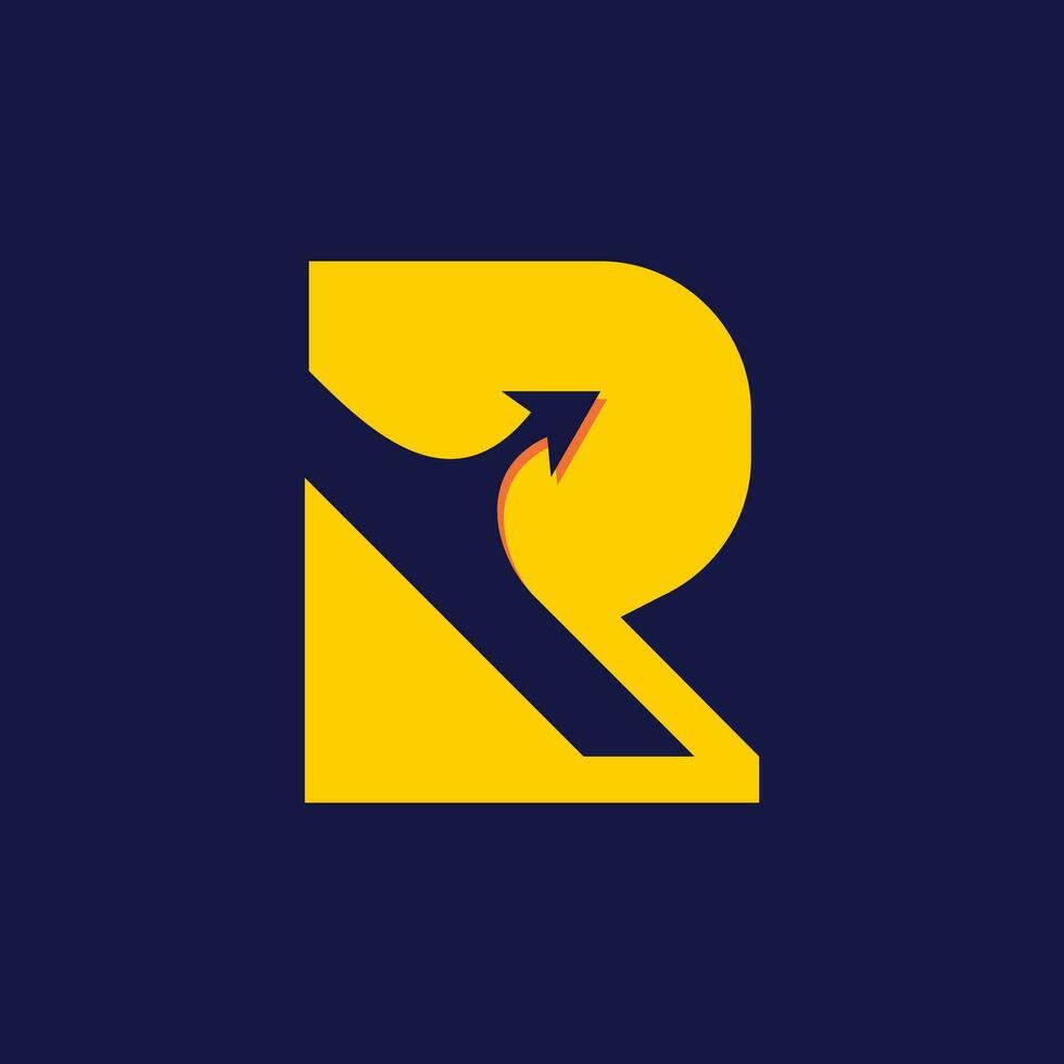 lettera r con freccia design elemento icona vettore con creativo concetto per attività commerciale persona