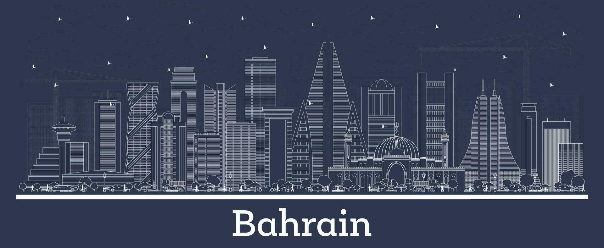 schema bahrain città orizzonte con bianca edifici. attività commerciale viaggio e turismo concetto con storico architettura. bahrain paesaggio urbano con punti di riferimento. vettore