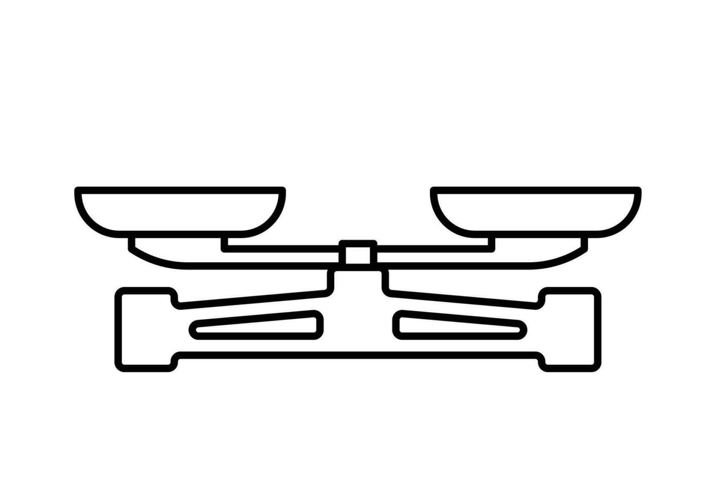 equilibrio scala con Doppio padelle. schema icona. laboratorio meccanico bilancia. bilancia con ciotole. oggetto isolato su bianca. vettore