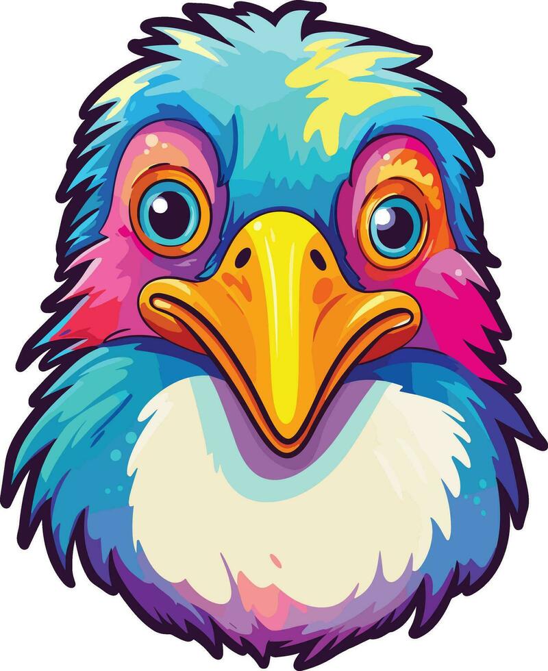 pappagallo colorato acquerello cartone animato kawaii personaggio animale animale domestico isolato etichetta illustrazione vettore