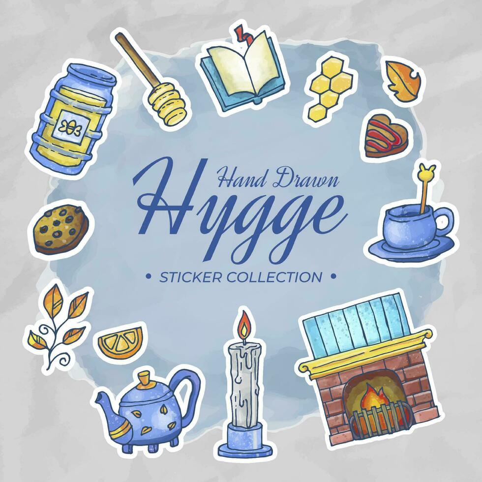 mano disegnato hygge etichetta collezione nel blu toni vettore