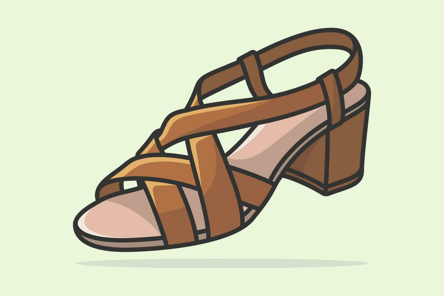 Marrone colore lusso donne sandalo scarpa vettore illustrazione. bellezza moda oggetti icona concetto. elegante le signore luminosa pelle sandalo scarpa vettore design.