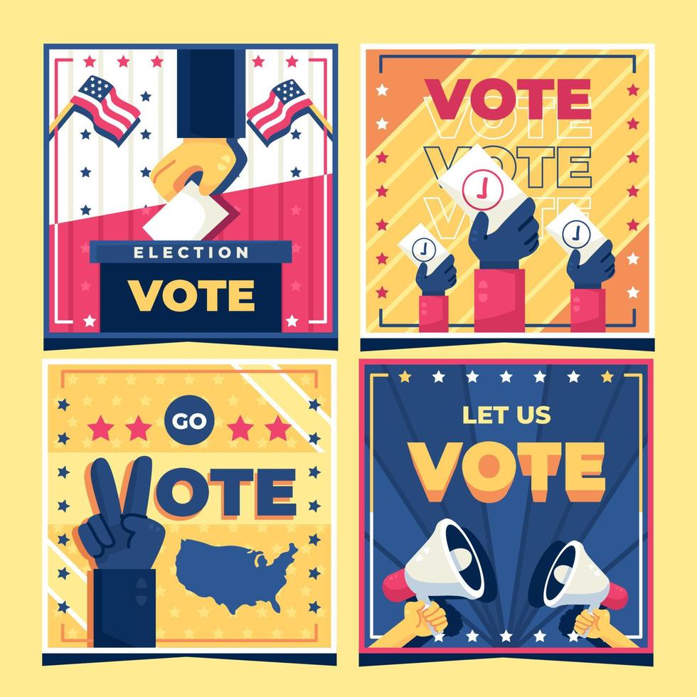 set di carte di promozione delle elezioni generali vettore