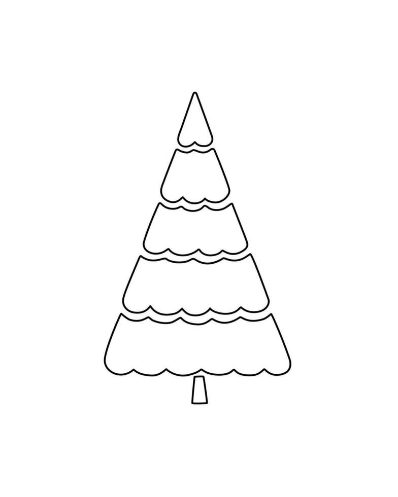 Natale albero semplice mano disegnato schema scarabocchio vettore illustrazione per orario invernale contento vacanze celebrazione Linea artistica arredamento, saluto carta, invito, manifesto, allegro Natale, contento nuovo anno