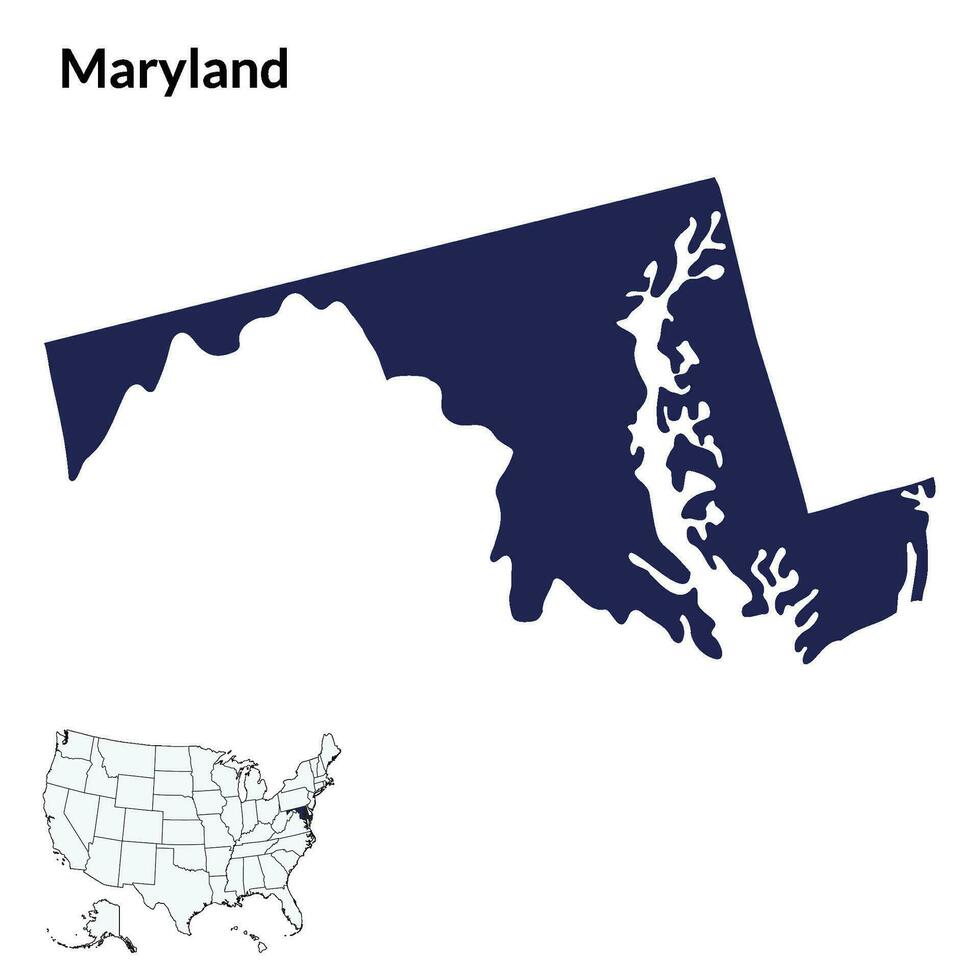Maryland noi stato carta geografica. Stati Uniti d'America carta geografica vettore