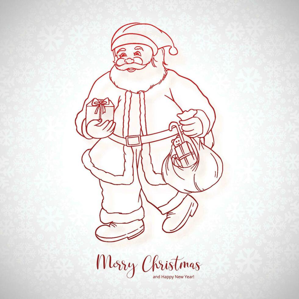 mano disegnato allegro Santa Claus schizzo carta design vettore