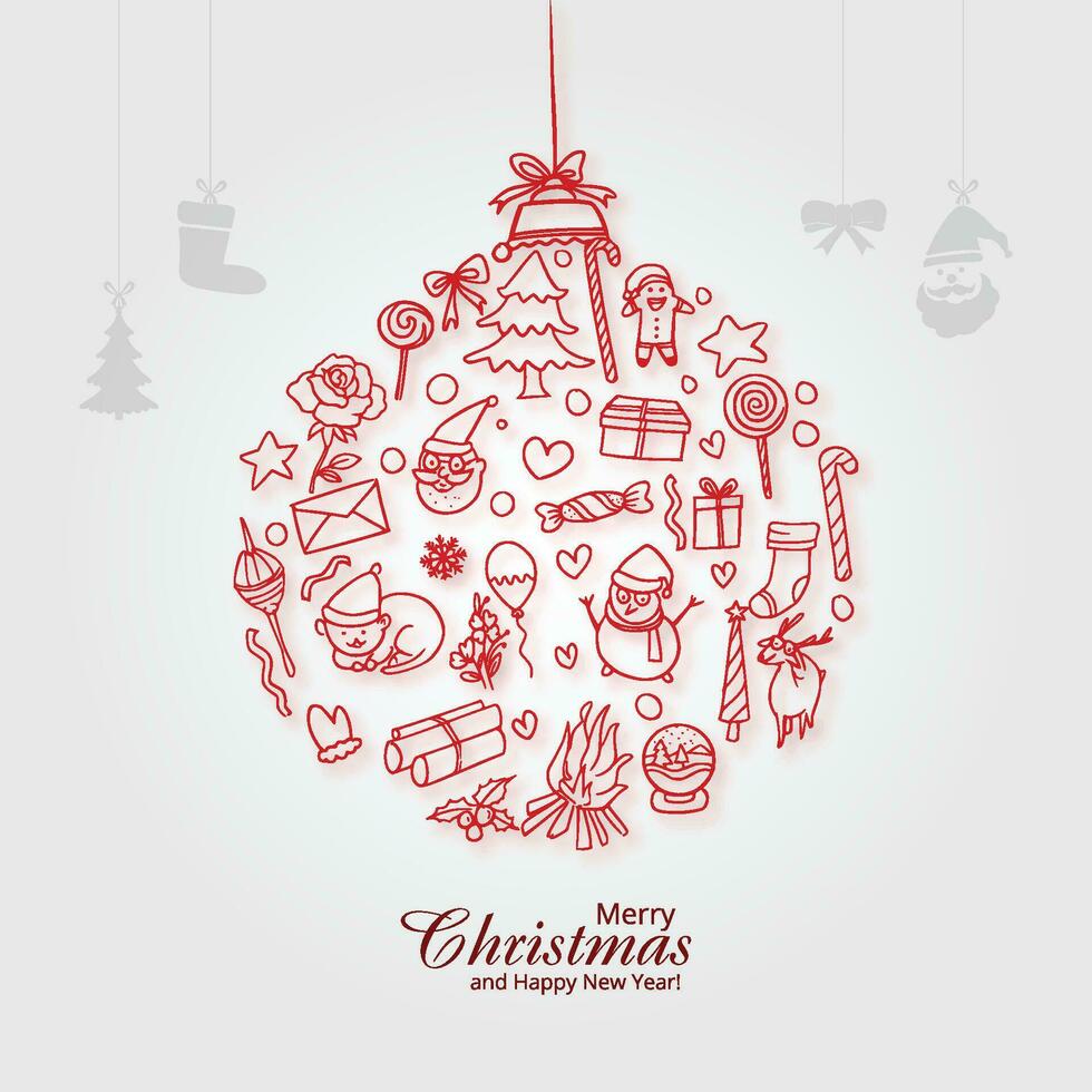 bellissimo Natale impostato di icone palla vacanza carta sfondo vettore