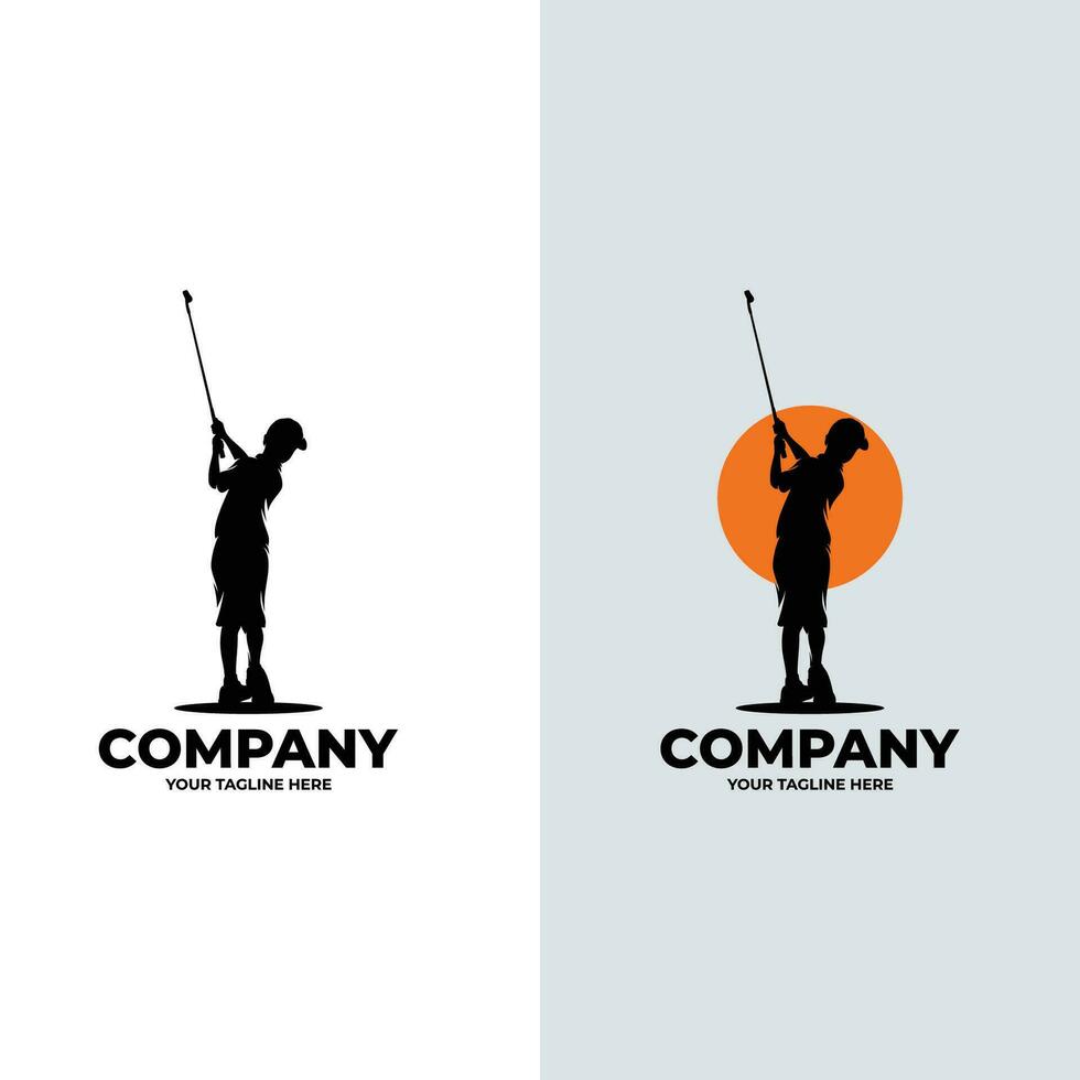 bambino golf giocatore logo design modello vettore