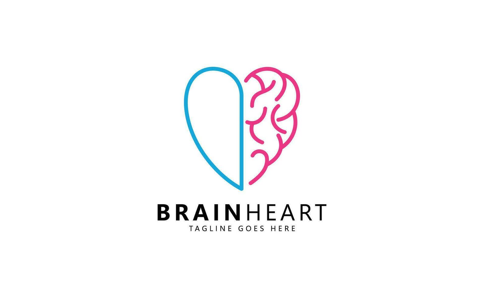 cuore e cervello logo design ispirazione vettore