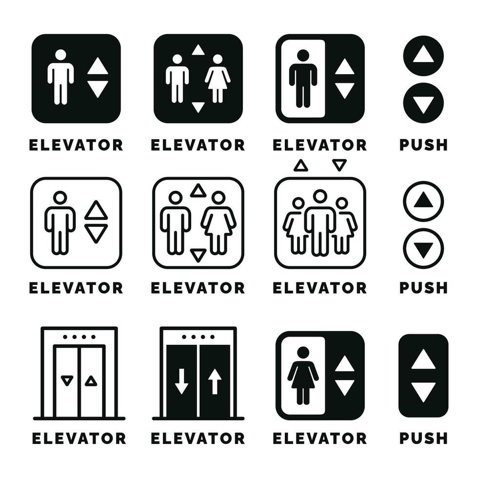 ascensore sollevamento simbolo impostato icona isolato su bianca sfondo vettore