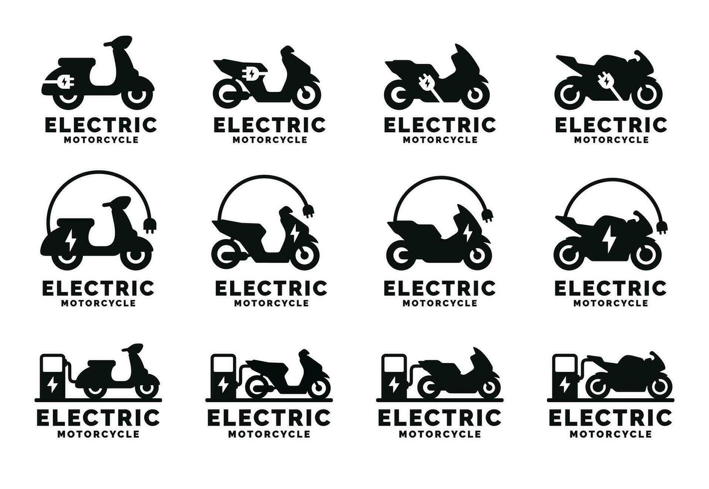 elettrico motociclo logo impostato design vettore