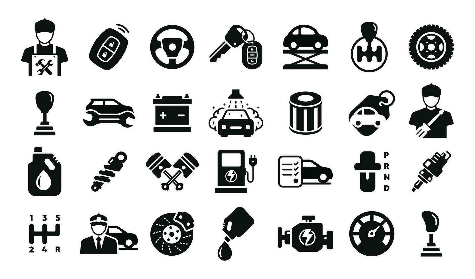 settore automobilistico icona impostato vettore isolato su bianca sfondo. auto servizio icona impostato