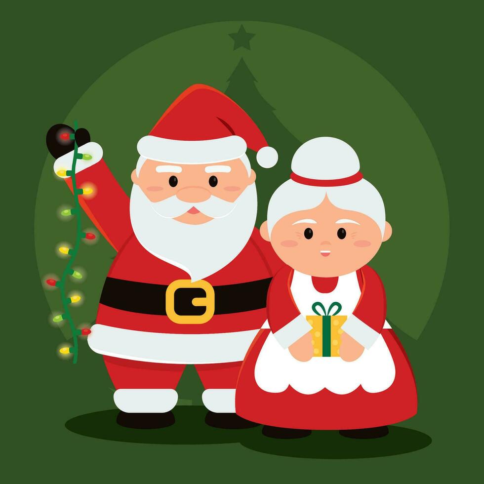 paio di carino Santa e Perdere Claus personaggi vettore illustrazione