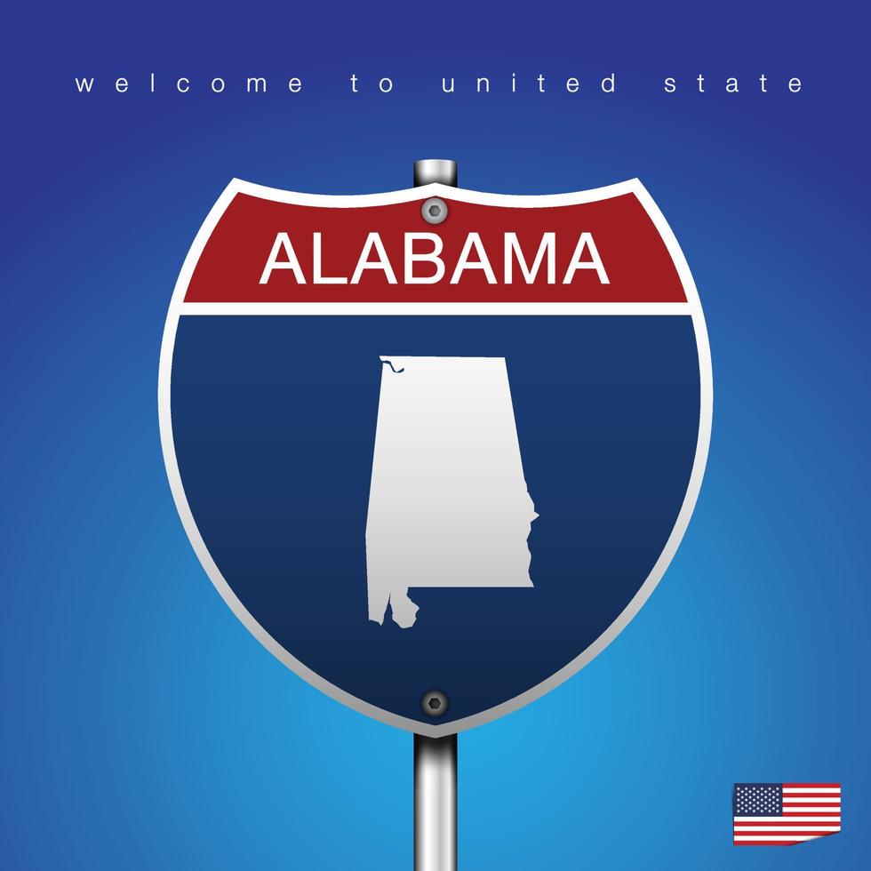 cartello stradale stile america alabama e mappa vettore