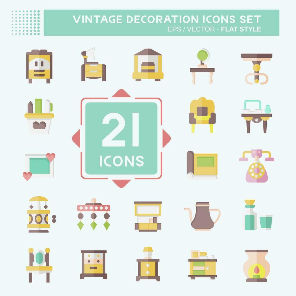 icona impostato decorazione. relazionato per Vintage ▾ decorazione simbolo. piatto stile. semplice design modificabile. semplice illustrazione vettore