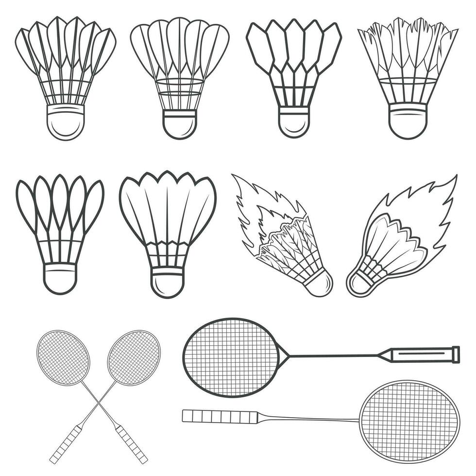 badminton Linea artistica fascio, badminton vettore sughero, badminton illustrazione, racchetta vettore, racchetta linea arte, schema, gli sport illustrazione, badminton sfera, vettore, badminton silhouette, silhouette