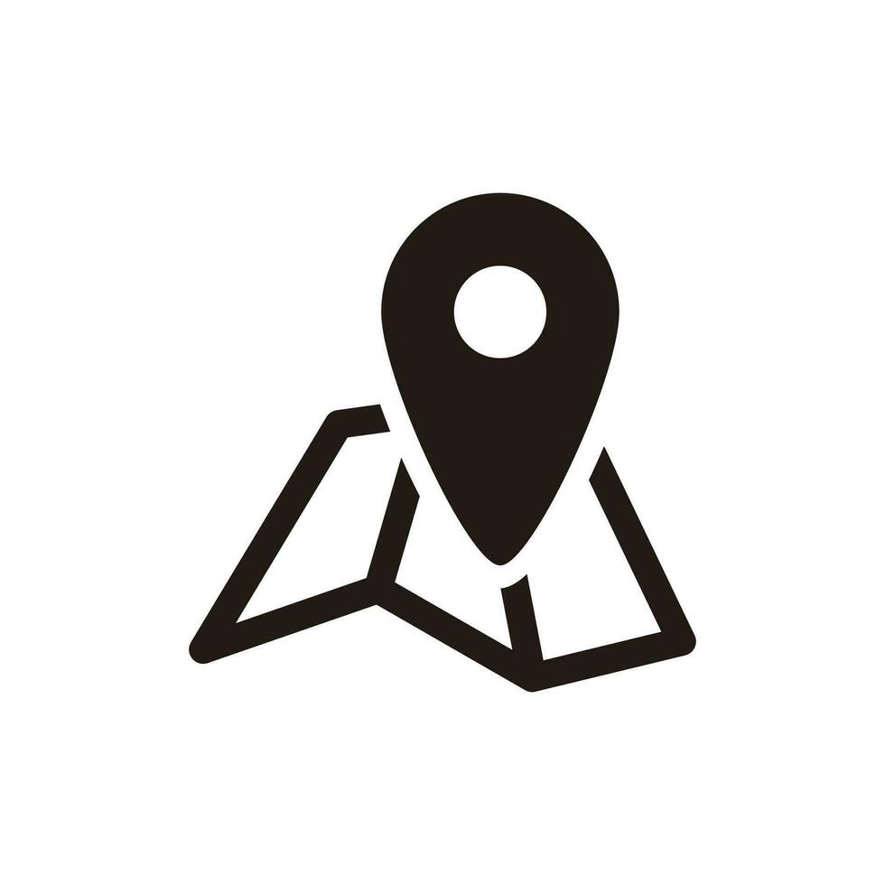 semplice piatto nero Posizione icona illustrazione disegno, silhouette carta geografica indirizzo simbolo con delineato stile modello vettore