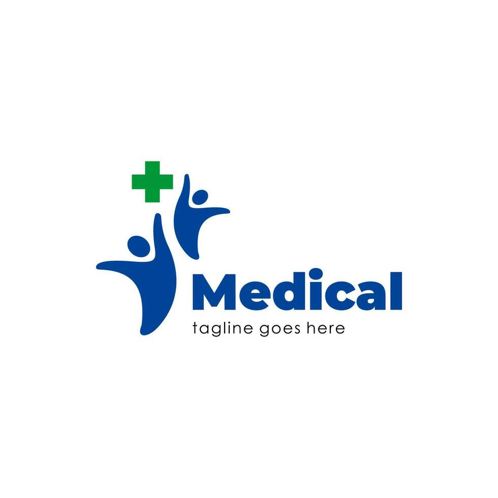 semplice medico logo con persone raccolta mano illustrazione design vettore