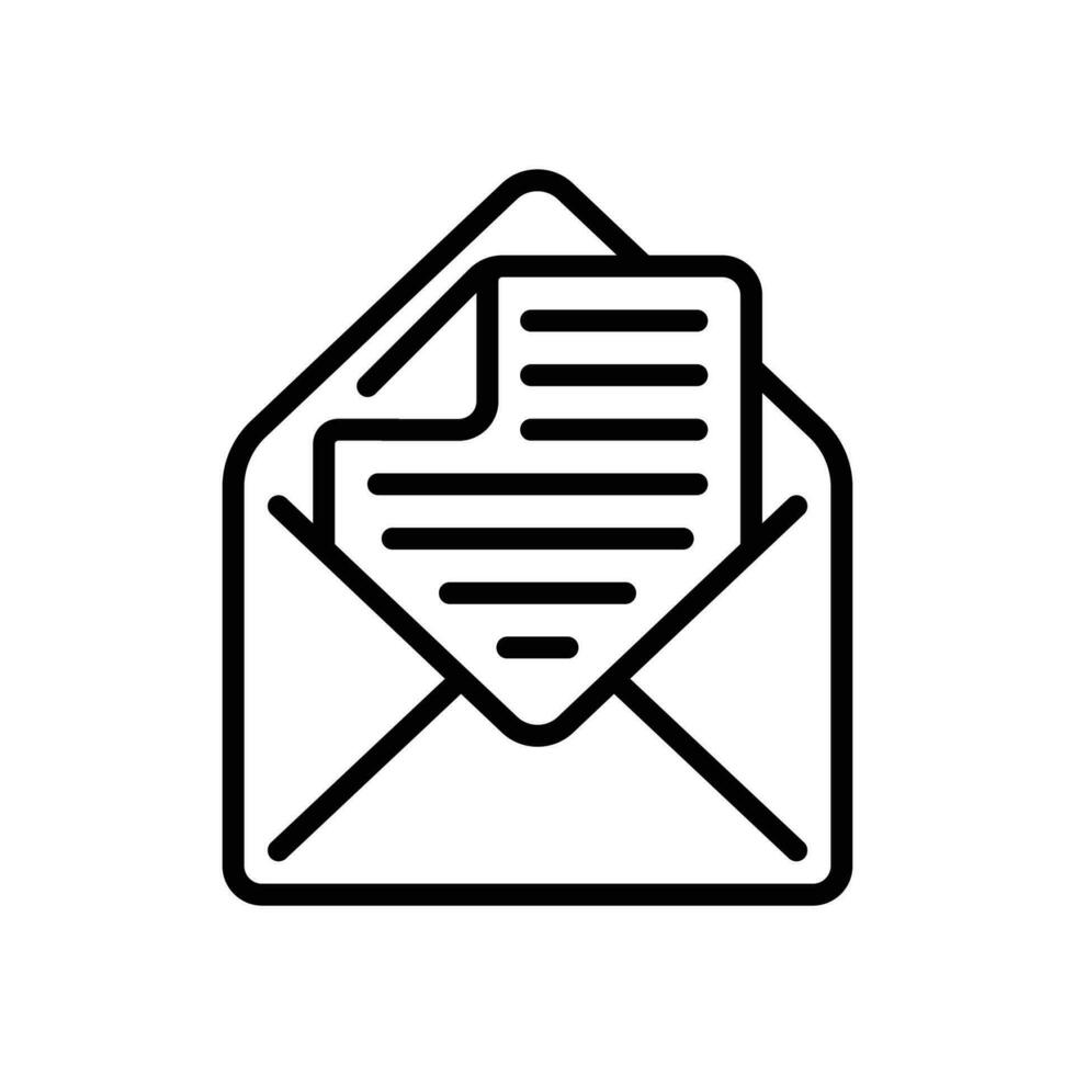 linea icona design di leggere o Aperto e-mail con Appunti carta piegato nel superiore angolo vettore