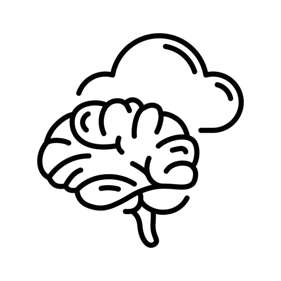 linea stile icona per nube Conservazione su il cervello vettore