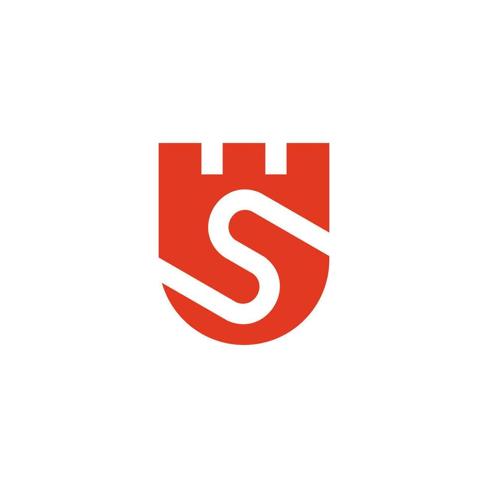 lettera S scudo fortezza simbolo logo vettore