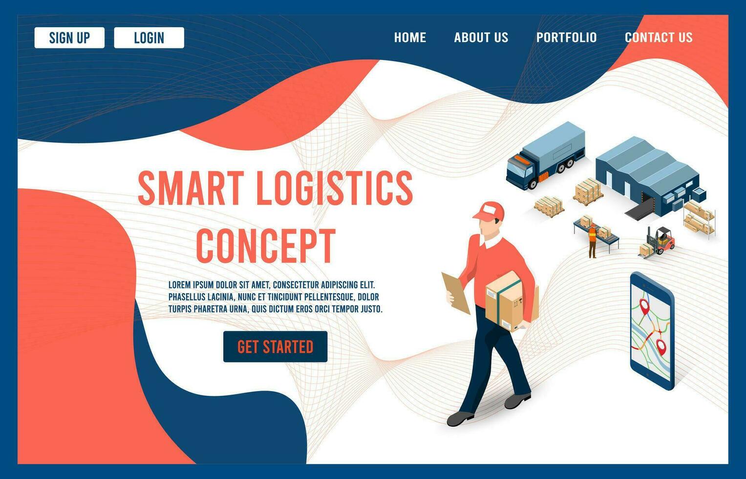 moderno globale logistica servizio concetto con esportare, importare, magazzino attività commerciale, trasporto. vettore illustrazione eps 10