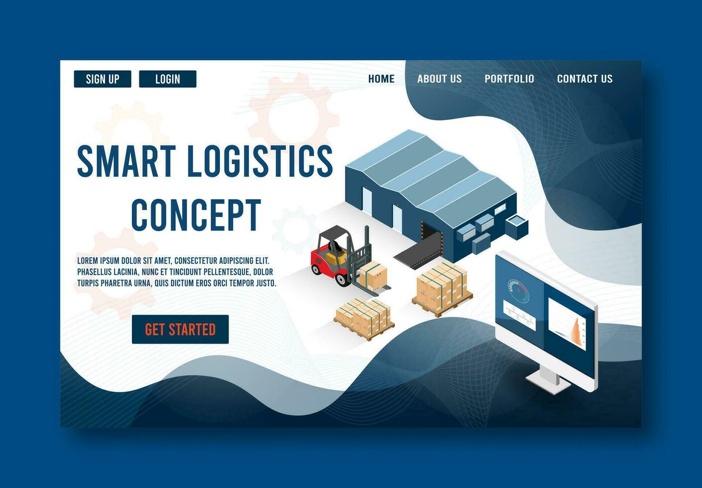 moderno globale logistica servizio concetto con esportare, importare, magazzino attività commerciale, trasporto. vettore illustrazione eps 10