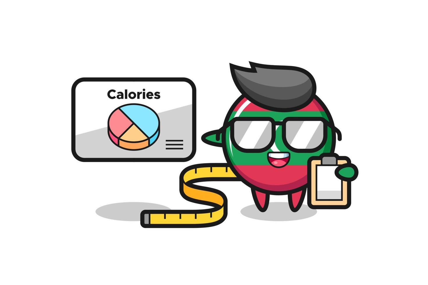 illustrazione della mascotte del distintivo della bandiera delle maldive come dietista vettore