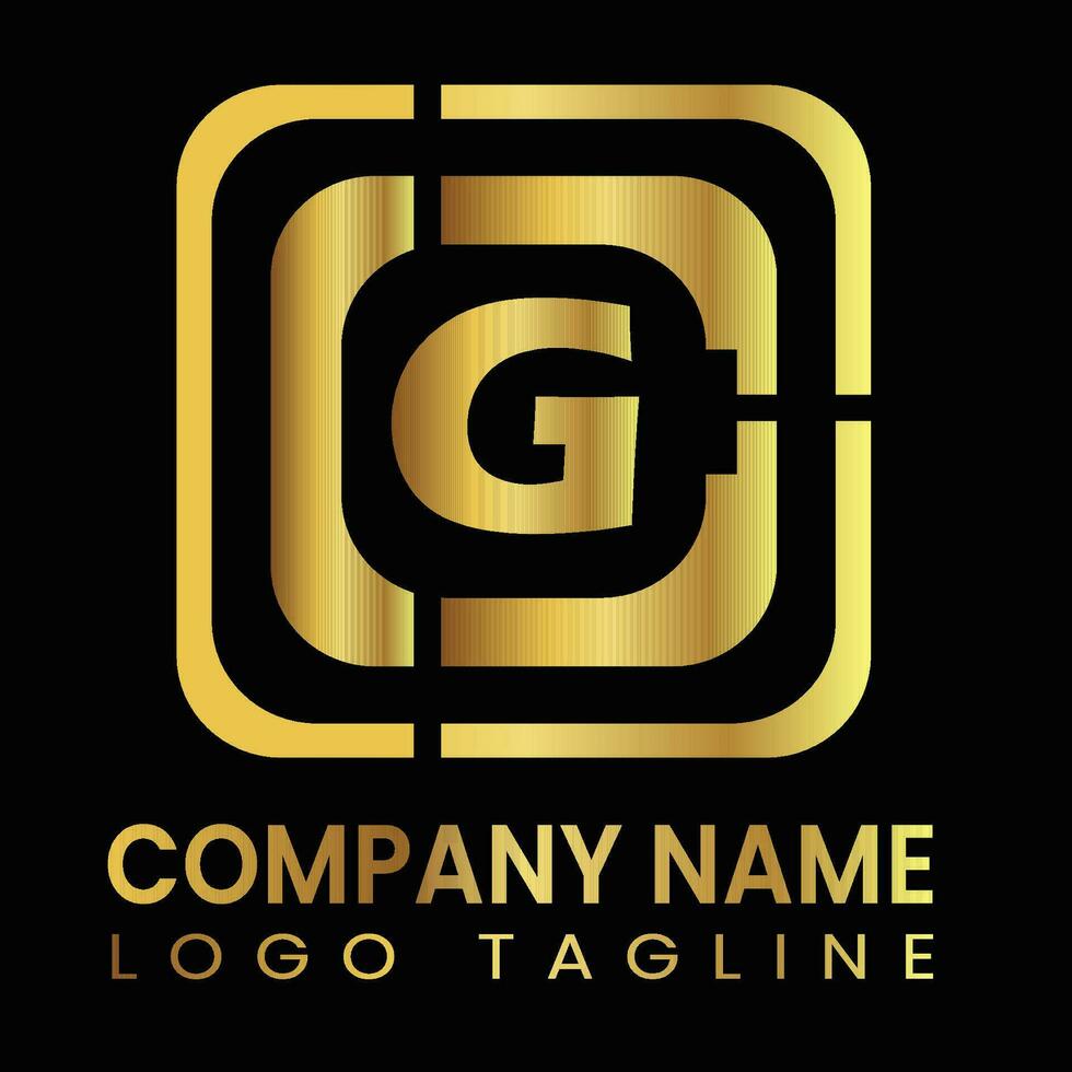 g d'oro scatola logo design vettore
