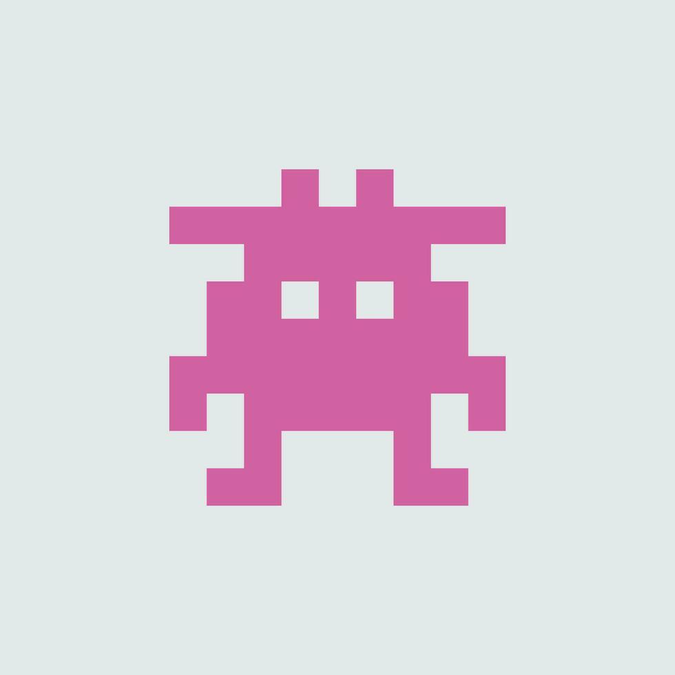 un' rosa pixel alieno su un' bianca sfondo vettore